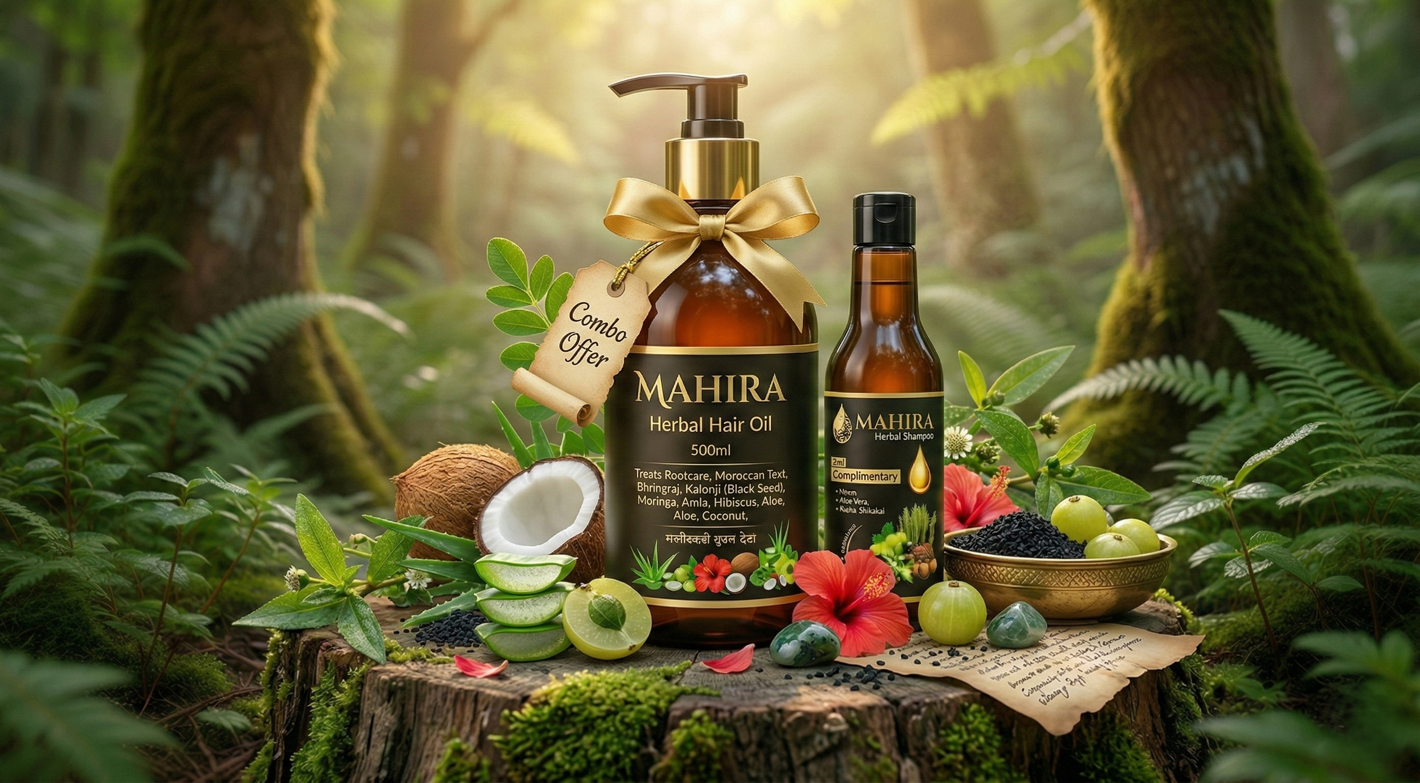 Herbal Hair Oil Combo – 500ml + Free 200ml Shampoo